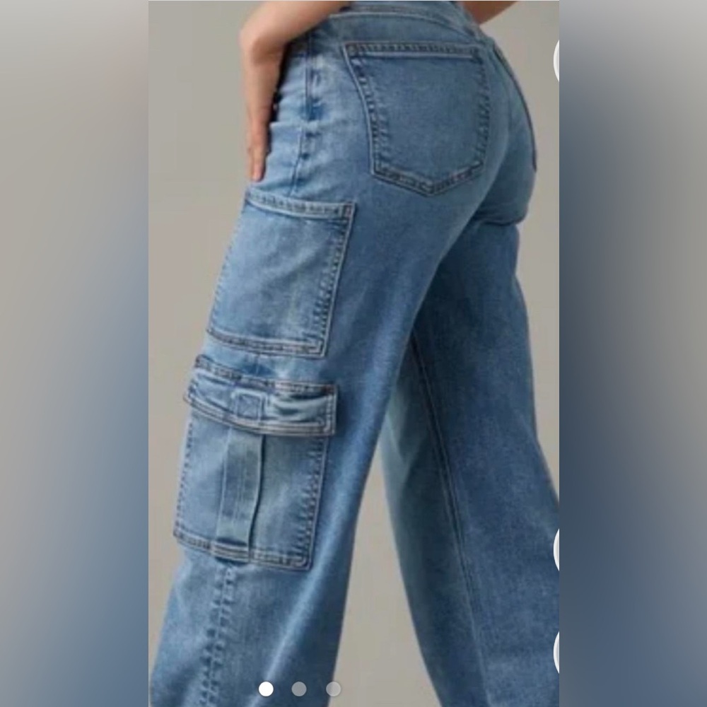 American Eagle Blue Straight Leg Cargo Jeans